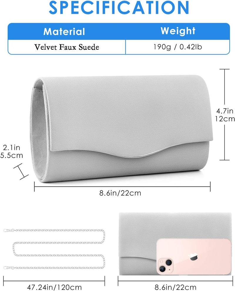 TINDTOP Clutch Purses for Women, Formal Evening Bags Suede Shoulder Envelope Party Handbags Wedding Cocktail Prom Clutches - Image 2